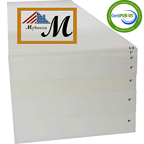 Mybecca 0.5"x24"x72" Upholstery Seat Cushion Medium Firm (Foam Replacement, Sheet, Pad) - color: White, style: 0.5X24X72