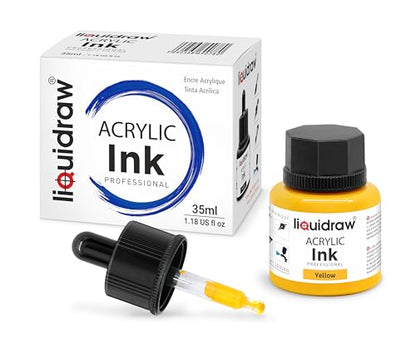 Liquidraw Acrylic Drawing Ink - 10 x 1.18 fl oz (35 ml) Bottles with Ink Dropper | Suitable for Painting, Art Drawing & Design | Great for Professionals, Artists, Students & Hobbyists | Craft Gift - style: Set of 10 (Assorted Colours)