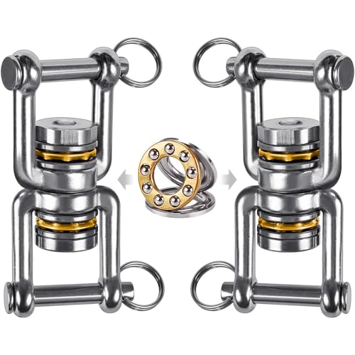 BeneLabel Swing Swivel, 360° Rotational Device with 2 Bearings, 770LB Capacity, Stainless Steel, for Aerial Dance, Yoga Swing Sets,Web Tree Swing, and More, 2 Pack - color: Double Opening(2 Pack)
