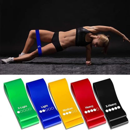 2 Pack 10lb & 15lb Resistance Bands for Legs and Butt, Fabric Exercise Loop Bands Yoga, Pilates, Rehab, Fitness and Home Workout, Strength Bands for Booty