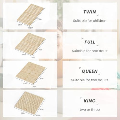 Floor Bed Frame, Foldable Japanese Tatami Bed Frame for Futon Mattress | Solid Wood Slats , Breathable, Moisture-Proof, Bed Plate for Floor Sleeping Bedding, Standard Full: 75" x 54" - size: Full: 75" x 54"