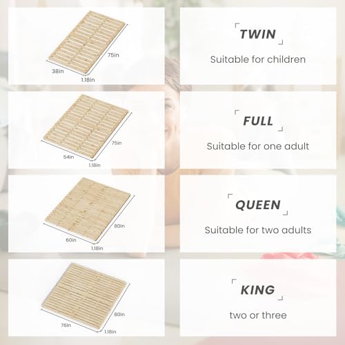 Floor Bed Frame, Foldable Japanese Tatami Bed Frame for Futon Mattress | Solid Wood Slats , Breathable, Moisture-Proof, Bed Plate for Floor Sleeping Bedding, Standard Queen: 80" x 60" - size: Queen Size: 80" x 60"