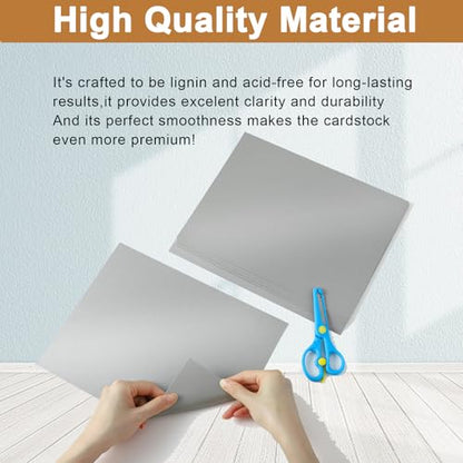 Silunkia 28 Sheets Shimmer Gray Cardstock 8.5 x 11 Craft Paper 92lb | Premium Heavyweight Card Stock for DIY Card Making, Greeting Cards, Wedding Invitations - color: Silver, size: 28 Sheets