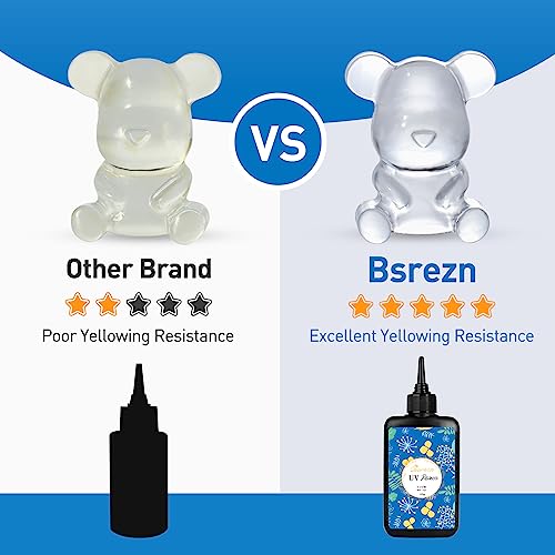 Bsrezn 400g UV Resin Crystal Clear, Hard UV Epoxy Resin Cure for Jewelry | Hard Type, Low Odor, Anti-Yellowing, Fast Curing UV Glue for Beginners Crafting, Keychain, Earring, Necklace Making - size: 400 g