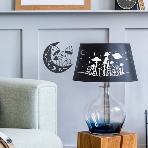 Keluna Mushroom Stencils for Painting, 18 Pcs Bohemian Art Craft, 12 Inch Large Reusable Crescent Moon Phase Drawing Template for Wood Wall Canvas Home Decor - style: mushroom