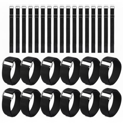 50 Pcs Nylon Hook and Loop Cinch Straps, 12 Inch Adjustable Securing Straps with Metal Buckle Bulk, Reusable Multi Webbing for Wedding, Wire Yoga Mats, Bike