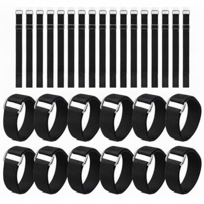50 Pcs Nylon Hook and Loop Cinch Straps, 12 Inch Adjustable Securing Straps with Metal Buckle Bulk, Reusable Multi Webbing for Wedding, Wire Yoga Mats, Bike