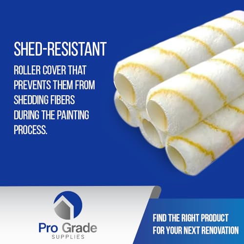 Pro Grade Paint Roller Covers, 9 Inch, 1/2 Inch Microfiber Nap, 5 Pack | For rough, smooth & semi-smooth surfaces | Walls & ceilings | Interior & exterior | Shed-resistant, lint-free