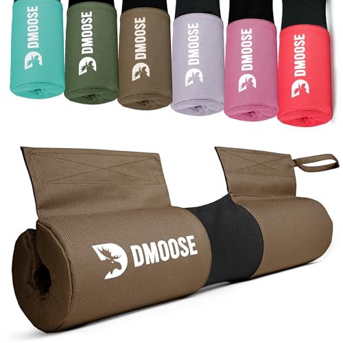 DMoose Fitness Barbell Pad for Hip Thrust, Squat & Lunges - Non-Slip Thick Foam Cushion for Neck and Back Support with Two Straps - Hip Thrust Pad for Leg Day - Fits All Olympic Bars and Smith Machine - color: Cocoa Brown Covered