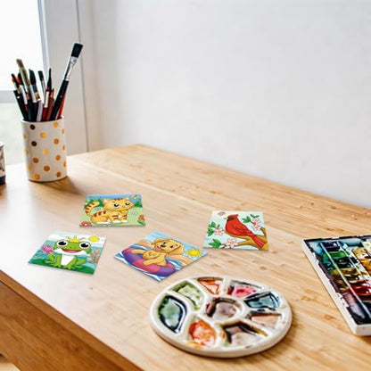 Anseal 12 Packs Pre Drawn Canvas to Paint, 4" X 4" Animal Pre-Printed Canvas Paint Party, Stretched Outline Painting Boards for Beginners, Party Favor - style: Animal