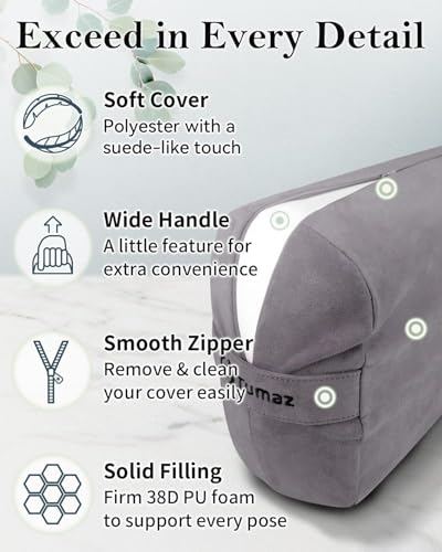 Tumaz Yoga Bolster Set, Rectangular Yoga Bolster with Washable Cover - color: Gray