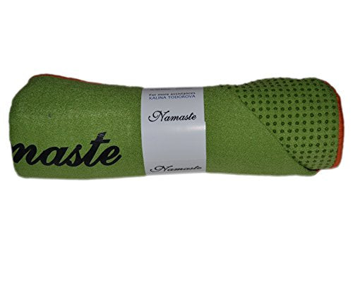 Namaste Skidless Premium Mat-Size Yoga Towel with Non Slip Grip;Exercise,Fitness,Pilates,and Yoga Gear; - color: Grass Green