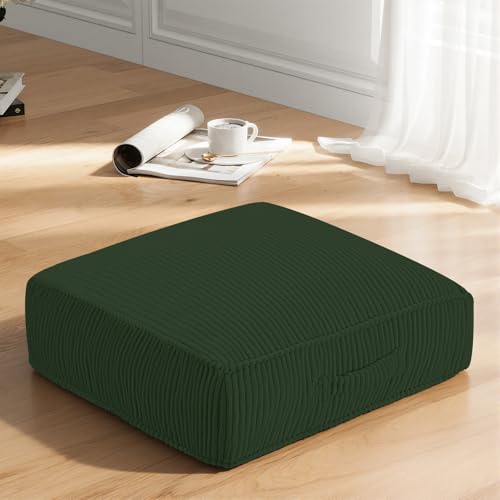 Meditation Floor Pillow for Adults, 8" Extra Thick Floor Cushion - color: Green, size: 22x22x8 inch