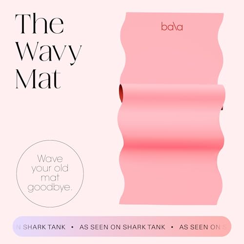 Bala Yoga Mat for Home Gym, Non-Slip Exercise Mat for Home Yoga | Indoor Exercising Floor Mat for Stretching, Pilates, Aerobics & Fitness - Outdoor / Indoor Exercise Equipment - color: Blush, style: Wavy Mat - 5mm