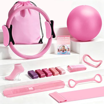Pilates Ring Set for Home Workout -13'' Magic Circle and Ball