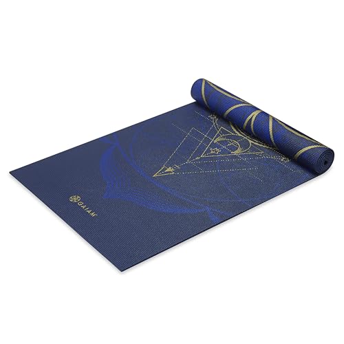 Gaiam Yoga Mat - Premium 6mm Print Reversible Extra Thick Non Slip Exercise & Fitness Mat for All Types of Yoga, Pilates & Floor Workouts (68" x 24" x 6mm Thick) - color: Metallic Sun & Moon