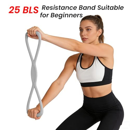 Figure 8 Resistance Band, Figure 8 Resistance Bands for Women Men,Resistance Band Figure for Working Out, Non-Slip Handles, Home Gym, Yoga & Physical Therapy - color: 25 LBS Grey