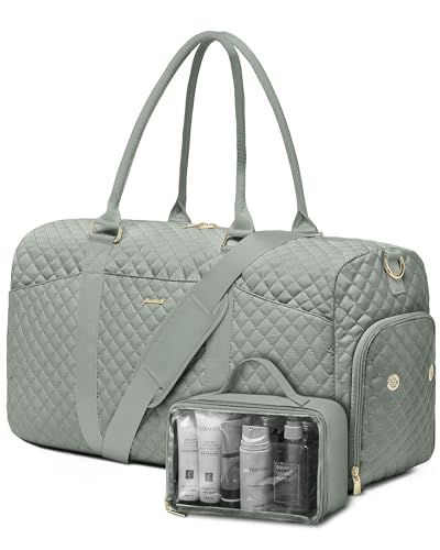 Women Weekender Travel Duffle Bag: Travel Duffel Overnight Bags with Shoe Compartment Large Carry on Tote with Toiletry Bag Weekend Traveling Yoga Gym Hospital Bag for Women with Wet Pocket Green - color: 04-Sage Green, size: Large