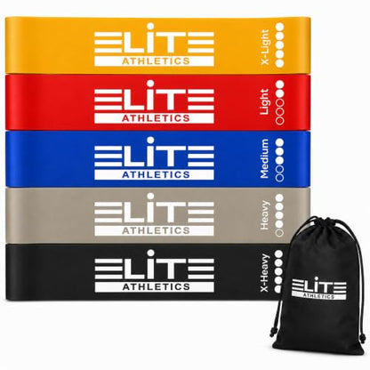 Mini Resistance Loop Bands - Set of 5 Exercise Bands, Great for Yoga Pilates Rehabilitation Therapy Workouts