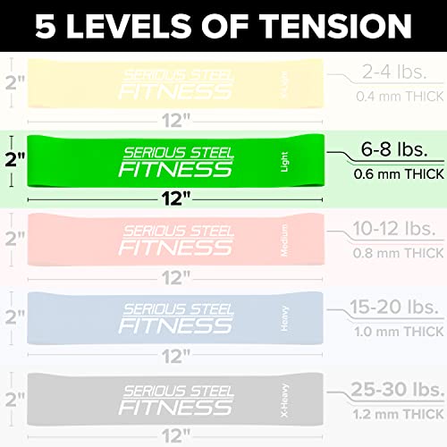Serious Steel Fitness Mini Resistance Loop Bands | Rehab and Prehab Stretch Bands | 12" Exercise Workout Bands (Sets of 5 Pack and Sets of 10 Pack Trainer Options Available!) - color: Light 10 Pack (2" x 12")