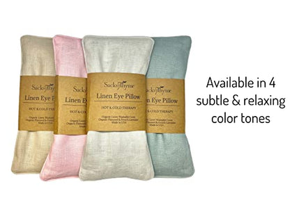 Sacksy Thyme Organic Linen Eye Pillow - Lavender & Flaxseed for Relaxation, Yoga, Stress Relief - Microwavable Heating Pad & Cool Compress - Made in USA - Gifts for Meditation - color: Sage (Lavender)