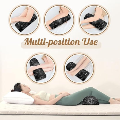 Knee Pillow for Back Sleeping – Half Moon Bolster Pillow for Legs,Under Knee While Sleeping Support, Leg & Back Pain Relief (21.5x9x5 Inches),Machine Washable Cover - color: Black
