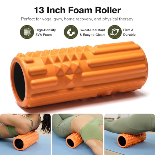 5 in 1 Foam Roller Set for Muscle Recovery & Deep Tissue Massage - color: Orange