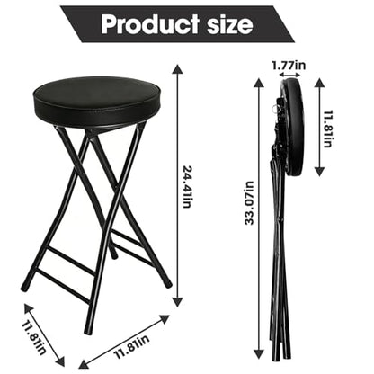 Folding Stool,24 Inch Foldable Portable Height Bar Stools Chair - color: Black, size: 24"X 4PCS