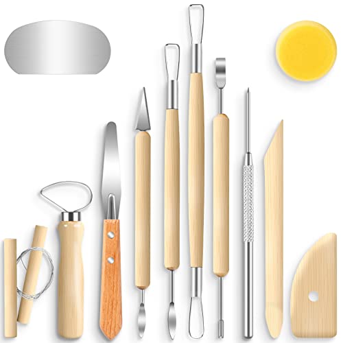 Jetmore 12 Pack Clay Tools Kit, Pottery Tools & Sculpting Tools, Polymer Modeling Clay Cutters Sculpture Set for Carving, Ceramics, Molding, DIY | Polymer clay tools support shaping, trimming and detailing, Clay cutters suit ceramics, modeling, molding an