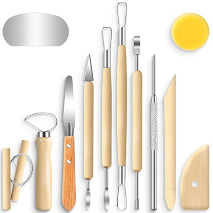 Jetmore 12 Pack Clay Tools Kit, Pottery Tools & Sculpting Tools, Polymer Modeling Clay Cutters Sculpture Set for Carving, Ceramics, Molding, DIY | Polymer clay tools support shaping, trimming and detailing, Clay cutters suit ceramics, modeling, molding an