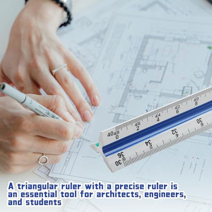 Biaungdo 3 Pack Architect Engineer Scale Ruler 12 Inch Multi for Drafting | Laser-Etched Precision Markings, Dual Imperial Metric Scales, Includes Metal Ruler, For Architects Engineers Students