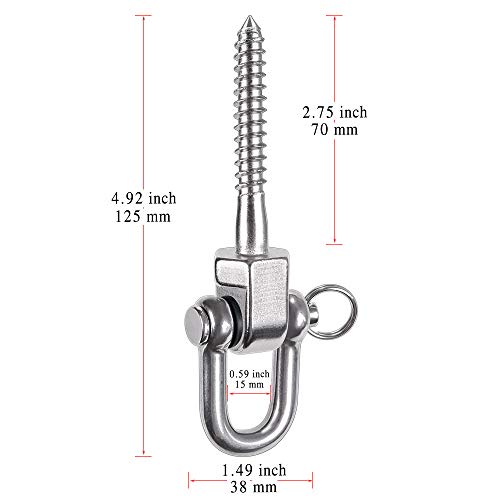 BeneLabel Set of 2 Permanent Antirust Stainless Steel 304 Screw Bracket Heavy Duty Swing Hanger 1800LB Capacity, Indoor Outdoor Playground Yoga Hammock Chair, Hardware Swing Sets
