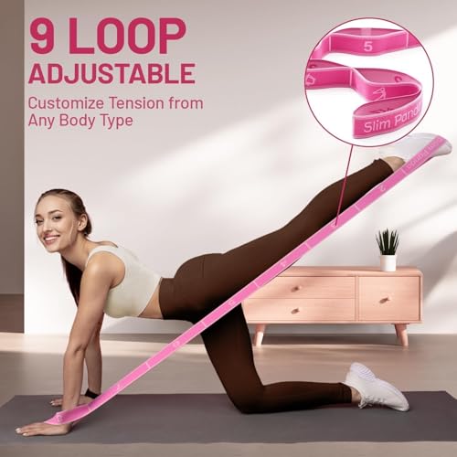 Slim Panda Stretch Strap, Multi-Loop for Physical Therapy,Elastic Yoga Stretching Strap for Dance,Yoga, Pilates & Gymnastics Exercise, Ballet Stretching Band for Flexibility, Leg Stretching - color: Pink