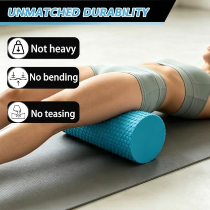 Foam Roller for Exercise, Pilates, Back Physical Therapy, 12" X 6" Round - color: Blue