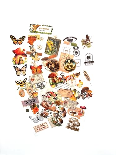 TIYPKE 508pcs DIY Aesthetic Scrapbooking Supplies Kit - Vintage Junk Journal Kit Mystical Jungle Journal Stickers for Journaling Plant Butterfly Flower Mushroom Insect Stickers Stuff for Adult