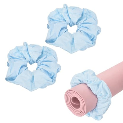 Yoga Mat Scrunchy, Durable & Elastic Fabric Yoga Mat Strap Band - color: Light Blue