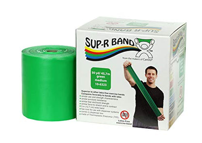 CanDo 10-6323 Sup-R Latex Free Exercise Band, 50yds Length, Green-Medium - color: Green: Medium, size: 50 yd