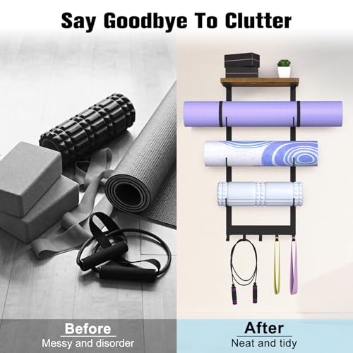 Home Gym Storage Rack for Yoga Mat Holder Wall Mount
