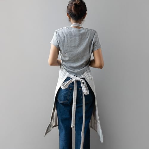 100% Cotton Kitchen Apron with 2 Pockets – Adjustable Chef Apron for Cooking Baking BBQ – Unisex Apron - color: Wipe Grey
