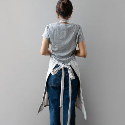 100% Cotton Kitchen Apron with 2 Pockets – Adjustable Chef Apron for Cooking Baking BBQ – Unisex Apron - color: Wipe Grey