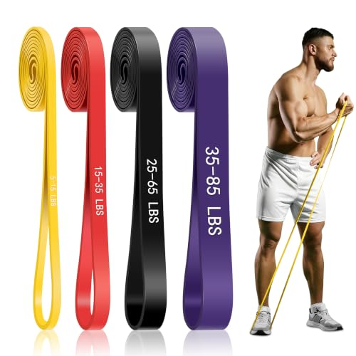 4-Level Resistance Bands for Working Out, Pull Up Assistance Bands | 5-85 LBS Resistance, Fitness, Full-Body Training, Physical Therapy & Stretch Workout, for Men, Women, Home, Outdoor, Gym Use - color: Multicolor