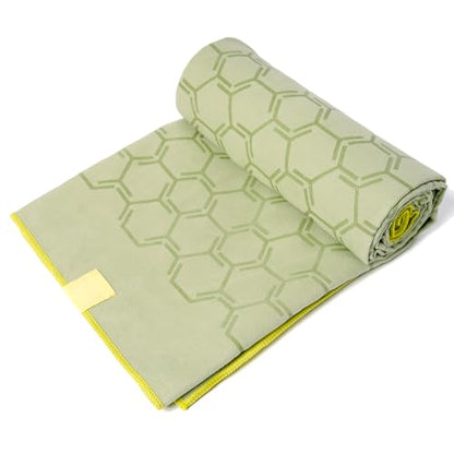 Eunzel Double Sided Silicone Yoga Mat Towel, 72" x 26.5" | Double-Sided Silicone Grip, Non Slip Surface, Absorbent Microfiber, Hot Yoga & Vinyasa - color: Olive