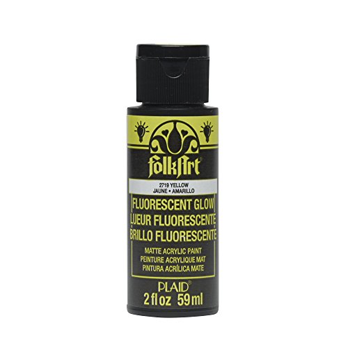 FolkArt 2719 Fluorescent Glow Acrylic Paint, Yellow - color: Yellow, size: 2 Fl Oz (Pack of 1)
