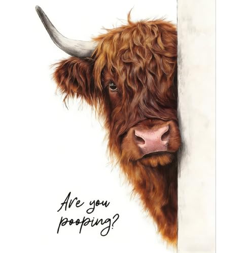 Highland Cow Diamond Art Kits for Adults Diamond Painting Kit for Beginner | Bathroom Animal 5D DIY Funny Diamond Dots Full Drill Crafts for Gem Art Dot Art for Adults Home Wall Decor for Teens 12x16 in - color: DP03387