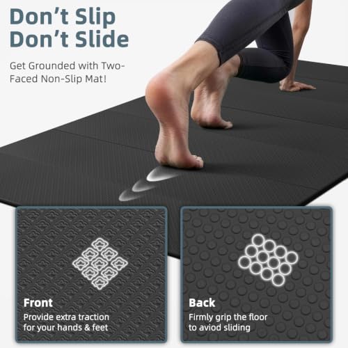 Foldable Yoga Mat 74"x47.2"x 0.4" – Large Yoga Mat - color: Black