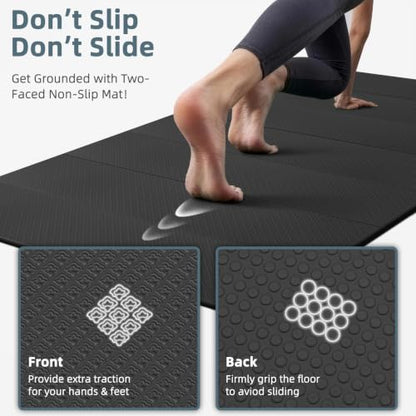 Foldable Yoga Mat 74"x47.2"x 0.4" – Large Yoga Mat - color: Black