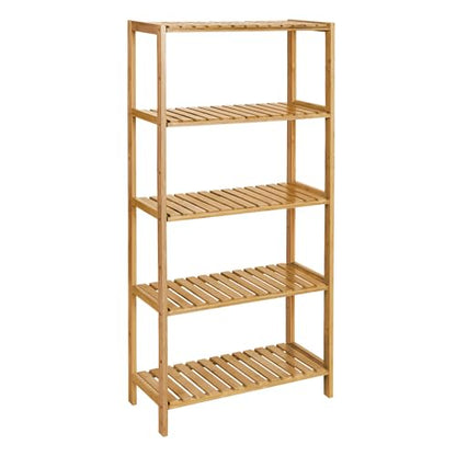 SONGMICS 5-Tier Bamboo Shelf, Freestanding Bathroom Storage Rack - color: Light Bamboo, size: 5 Tiers (10.2"D x 23.6"W x 51.2"H)