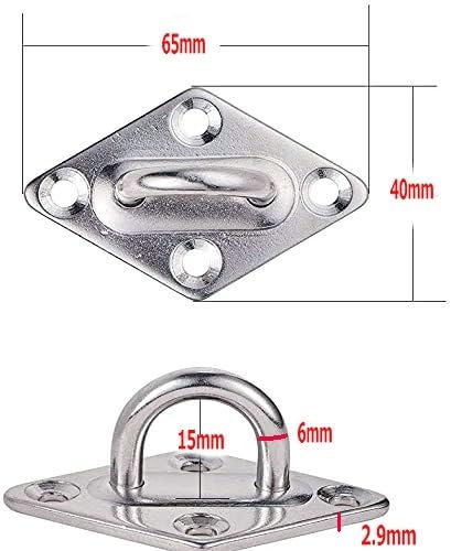 Hammock Hanging Hooks Stainless Steel 304 Ceiling Hooks Heavy Duty with Screw Bolts, Hammock Wall Hooks for Wall/Ceiling Mount,2 Pack (6mmx65mm) - size: 6mmx65mm