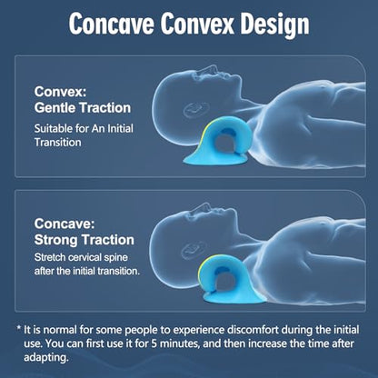Neck Stretcher for Pain Relief, Neck and Shoulder Relaxer Cervical Traction Device Pillow for Muscle Relax and TMJ Pain Relief (Blue) - color: Blue