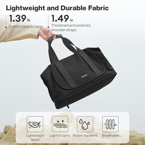mixi Travel Tote Bag for Women Large Expandable Travel Bag Waterproof Lightweight Carry On Personal Item Handbag - color: Black